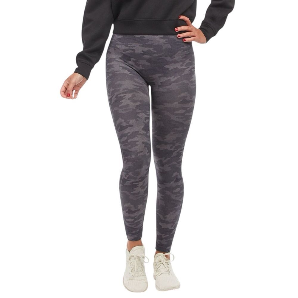 Spanx Look At Me Now Grey Heather Camo Seamless Leggings‎ Size Small